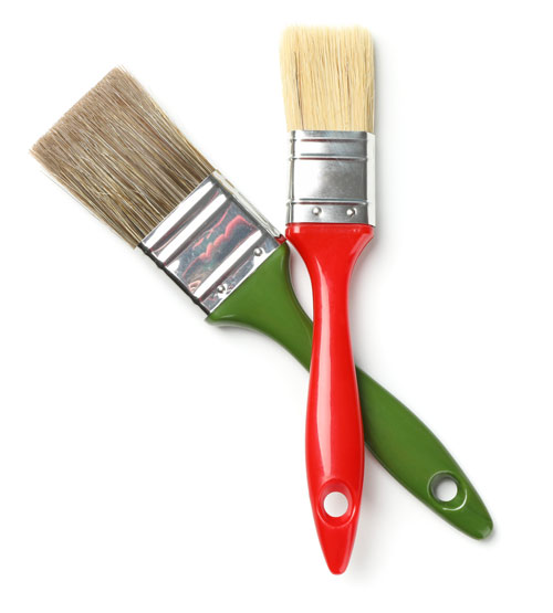 red-and-green-paint-brushes-isolated-on-white-bac